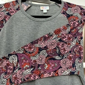 LuLaRoe | Randy Baseball Tee Fitted Tunic Paisley Print Plus Size 2X NWT